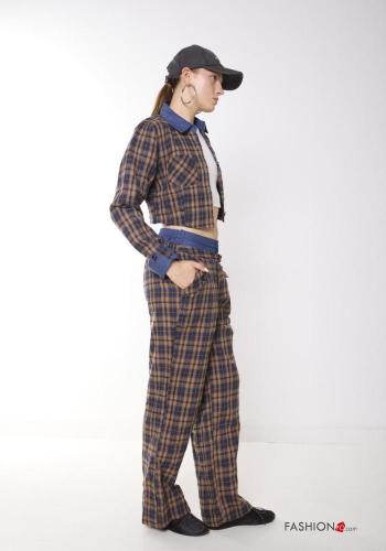 Geometric pattern Cotton Trousers with buttons with pockets - ph 3