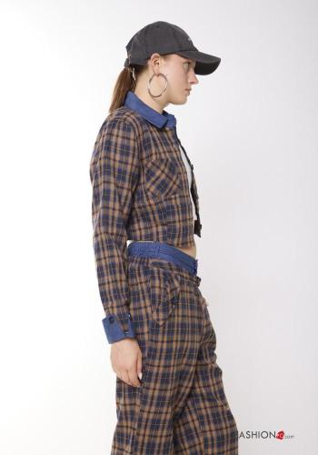 Geometric pattern with collar Cotton Jacket with pockets - ph 2
