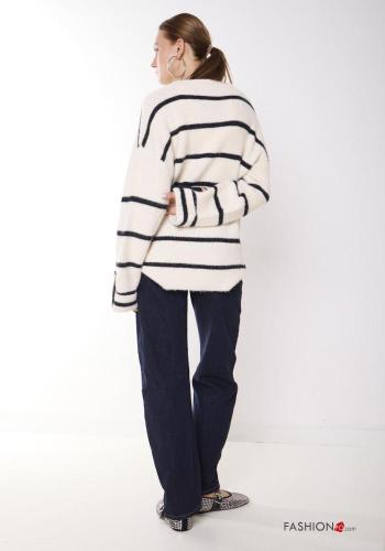 Striped oversized crew neck Wool Mix Sweater - ph 5