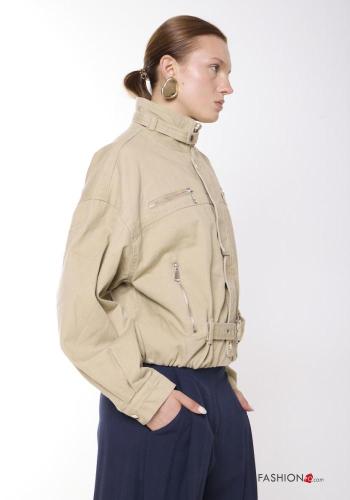 Cotton Bomber Jacket Rollneck with zip with pockets - ph 2