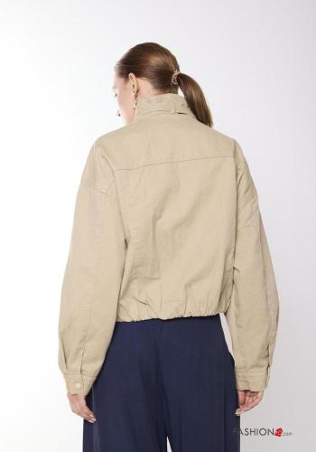 Cotton Bomber Jacket Rollneck with zip with pockets - ph 3