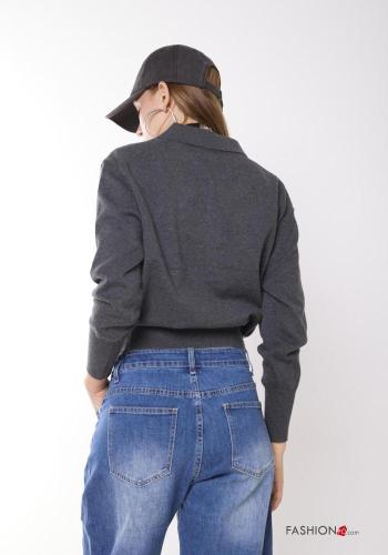 with collar Cotton Sweater with buttons - ph 3