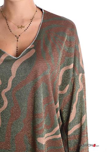 Camisola de mangas compridas lurex gola V - ph 4