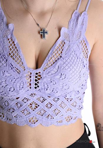 Top corto encaje espalda descubierta con copas escote profundo - ph 4