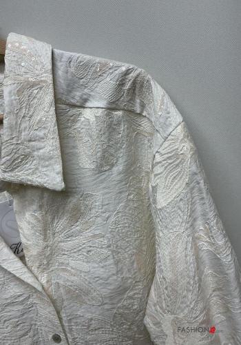 Chemise en Coton manches longues à collet à broderie à boutons - ph 2