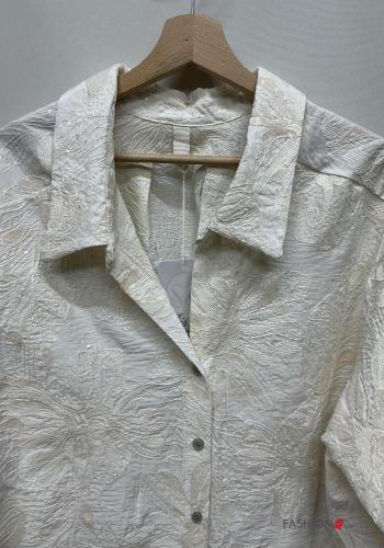 Chemise en Coton manches longues à collet à broderie à boutons - ph 3