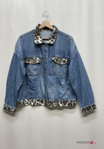 Chaqueta de Algodón manga larga tela vaquera con cuello con bolsillos con tachuelas con botones - ph 2