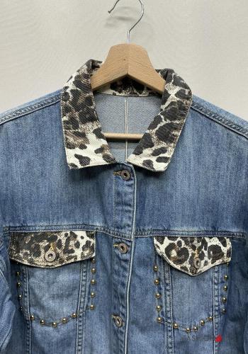 Chaqueta de Algodón manga larga tela vaquera con cuello con bolsillos con tachuelas con botones - ph 4