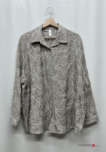 Camisa de Algodón manga larga con cuello Estampado Floral con botones - ph 2