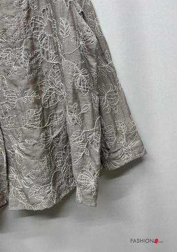 Camisa de Algodón manga larga con cuello Estampado Floral con botones - ph 4