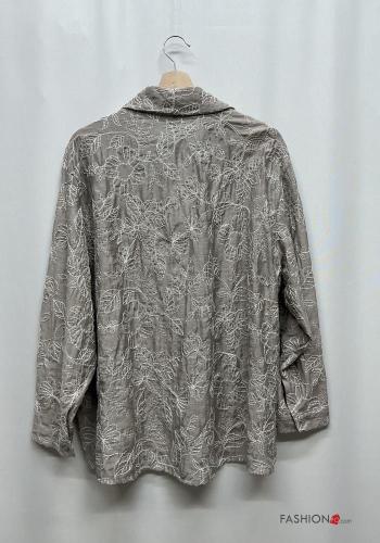 Camisa de Algodón manga larga con cuello Estampado Floral con botones - ph 5