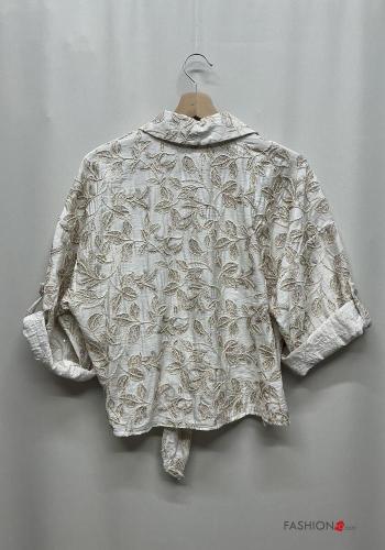 Camisa manga larga con cuello Patrón bordado con botones - ph 4