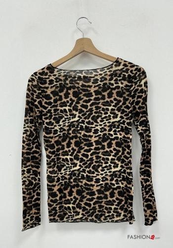 Tiere Muster Langarmshirt aus Kaschmir-Mischung - ph 2