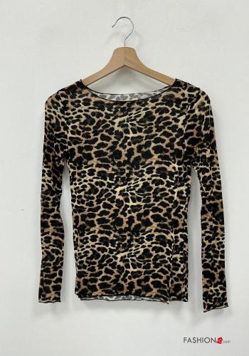 Tiere Muster Langarmshirt aus Kaschmir-Mischung - ph 5