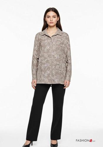 Camisa de Algodón manga larga con cuello Estampado Floral con botones - ph 1