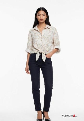 Camisa manga larga con cuello Patrón bordado con botones - ph 1