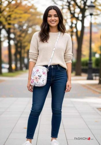 Sac porté épaule en Cuir Véritable à Imprimé Floral - ph 1