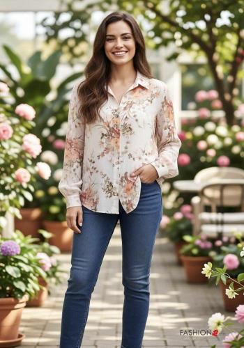 Chemise en Soie à Imprimé Floral