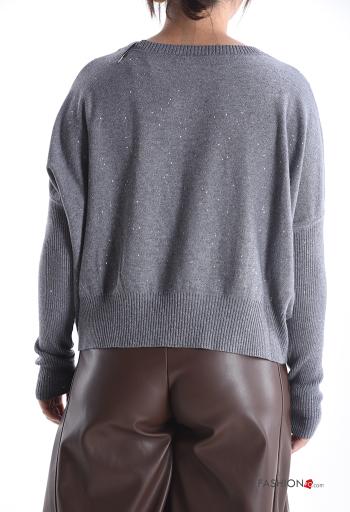 Jersey canalé cuello redondo con lentejuelas - ph 2