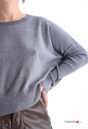 Jersey canalé cuello redondo con lentejuelas - ph 4