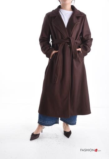 Casaco abotoamento duplo longo com cinto com bolsos - ph 1