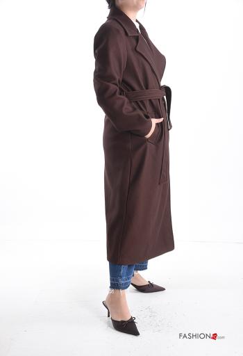 Casaco abotoamento duplo longo com cinto com bolsos - ph 3