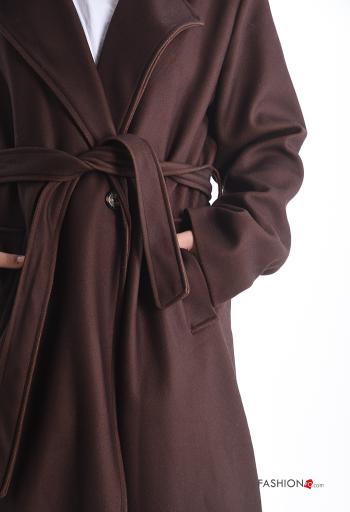 Casaco abotoamento duplo longo com cinto com bolsos - ph 4