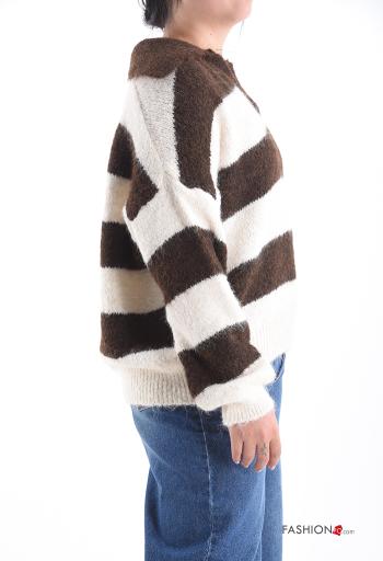 Camisola em Lã mista às riscas gola V - ph 3