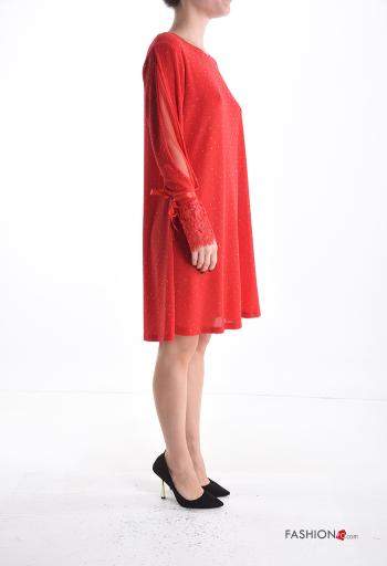 Vestido renda gola redonda com laço com strass - ph 3