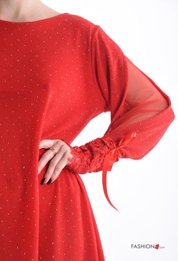 Vestido renda gola redonda com laço com strass - ph 4