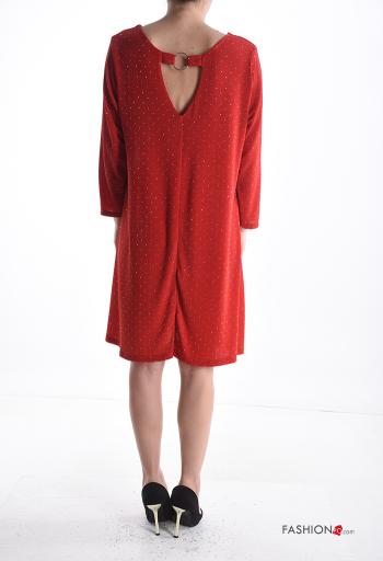 Vestido costas abertas manga comprida gola redonda com strass - ph 2