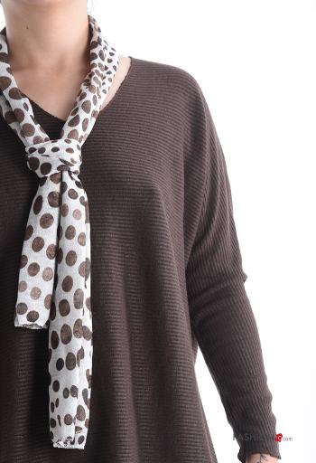 Camisola de mangas compridas lurex manga comprida gola V com cachecol - ph 4