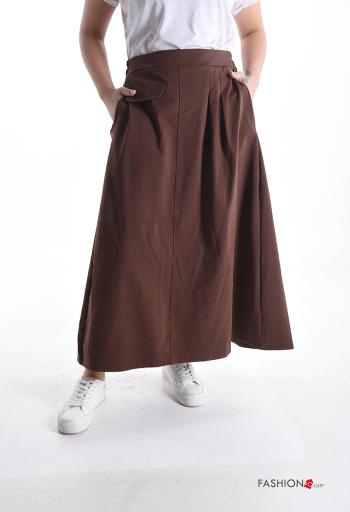 Saia em Algodão midi com bolsos com elástico - ph 1