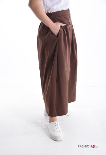 Saia em Algodão midi com bolsos com elástico - ph 3