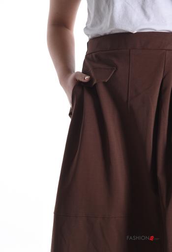Saia em Algodão midi com bolsos com elástico - ph 4