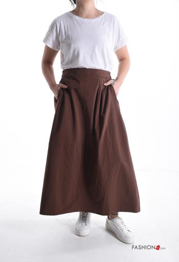 Saia em Algodão midi com bolsos com elástico - ph 5