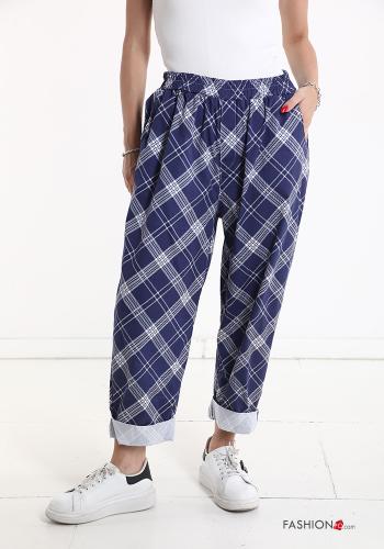 Tartan Cotton Trousers with pockets