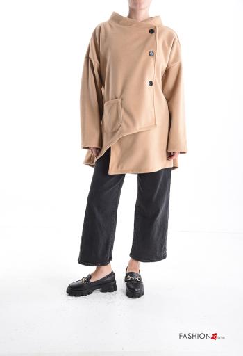 Abrigo corto asimetrico con botones con bolsillos - ph 5