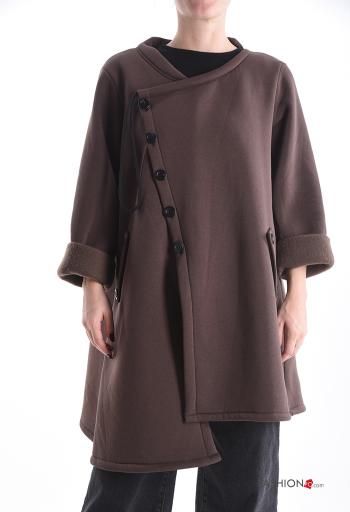 Abrigo de Algodón asimetrico con botones con abertura - ph 1