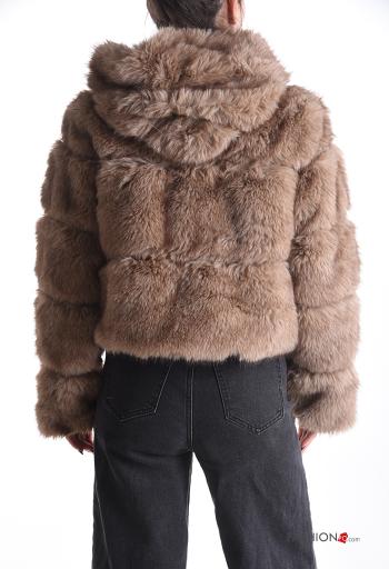 Blusão Bomber pelo sintético com fecho com bolsos com capuz - ph 2