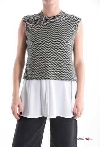 Blusa De lurex sin mangas Estampado chevron - ph 1