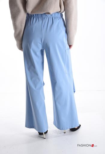 Pantalone in Cotone wide leg con tasche con coulisse - ph 2