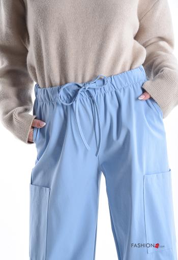Pantalone in Cotone wide leg con tasche con coulisse - ph 4