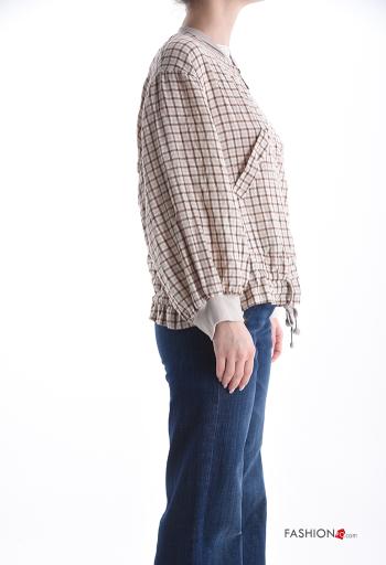 Giacca in Cotone Fantasia quadrettata vichy con zip con coulisse - ph 3