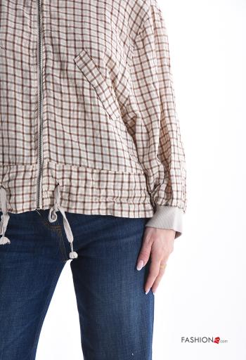 Giacca in Cotone Fantasia quadrettata vichy con zip con coulisse - ph 4