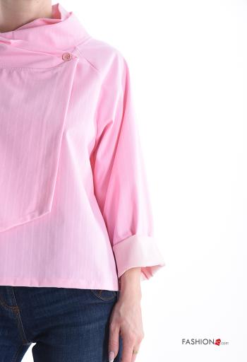 Giacca in Cotone maniche lunghe Fantasia righe con bottoni - ph 4