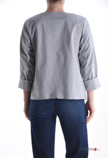 Blusa in Cotone maniche lunghe asimmetrico - ph 2