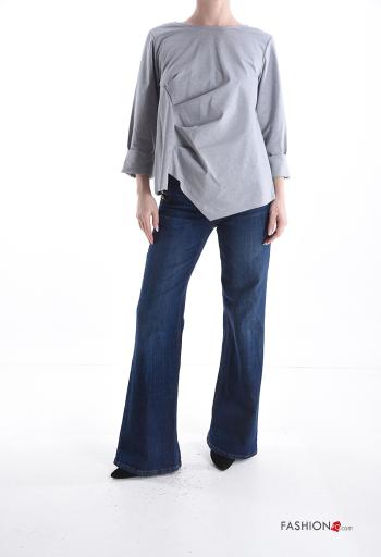 Blusa in Cotone maniche lunghe asimmetrico - ph 5