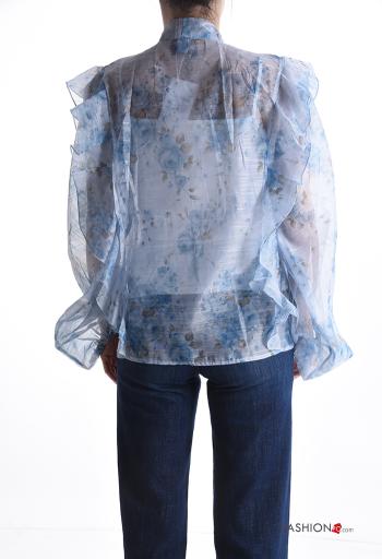 Blusa de Algodón manga larga Estampado Floral con volantes con lazo - ph 2