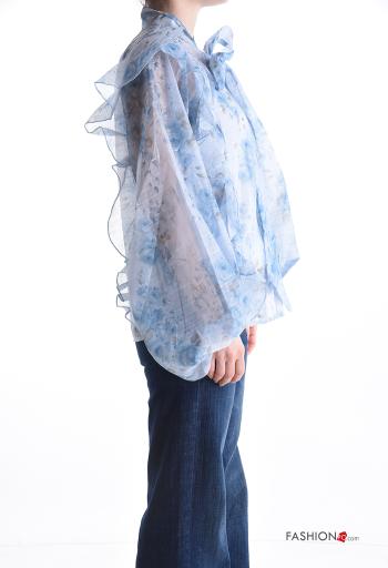 Blusa de Algodón manga larga Estampado Floral con volantes con lazo - ph 3